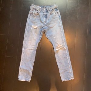 Levi’s 501 Skinny Distressed Light Wash Jeans